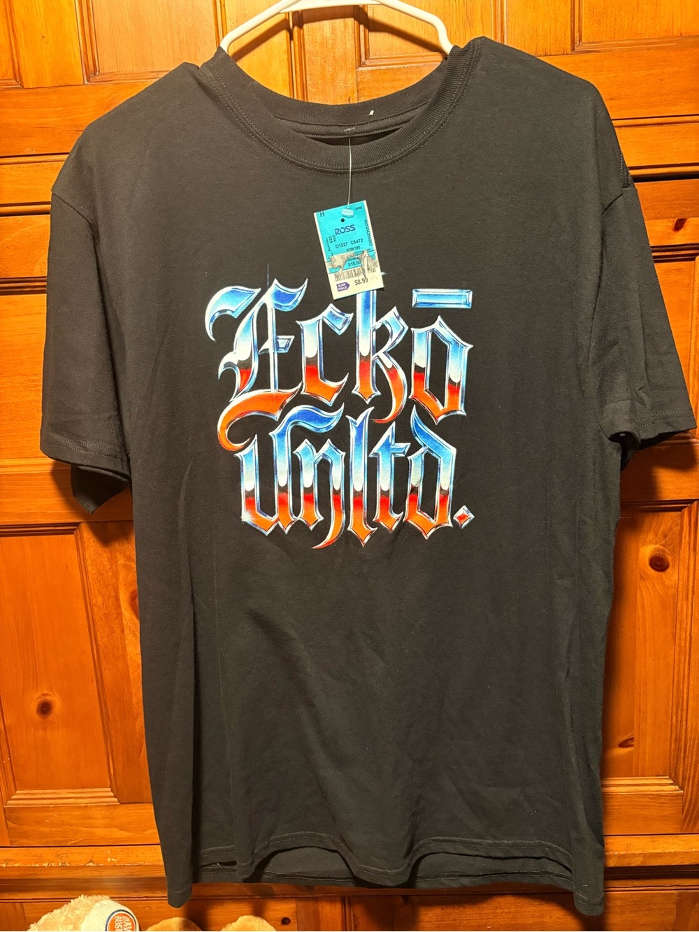 Ecko Unlimited Black Short-Sleeve Tee with Red & Blue Gradient Logo
